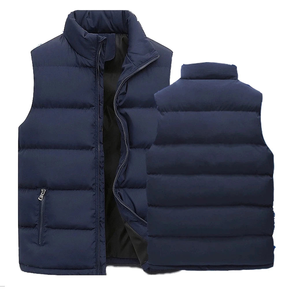 Gilet Homme Chaud Sans Manches — Veste Zippée Imperméable Automne/Hiver