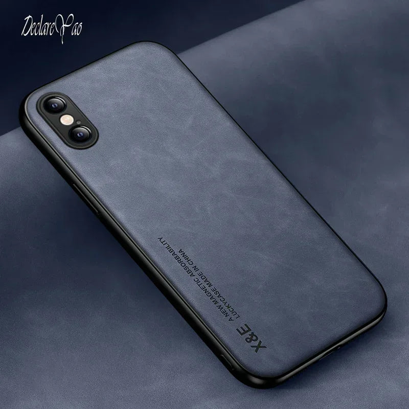 DECLAREYAO Original Luxury Light Slim Suede Leather Hard Coque For iPhone X Xs Max XR Phone Case Cover Shockproof Soft Frame