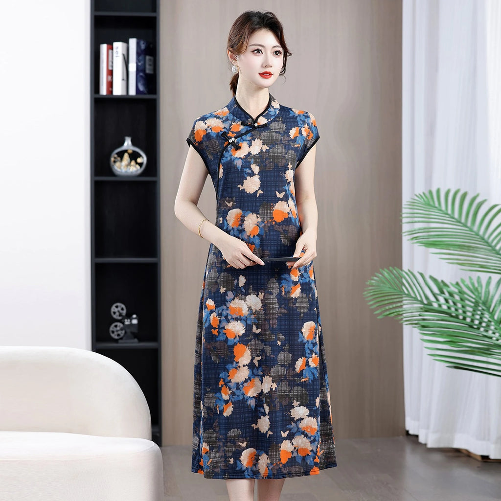 Robe Qipao Style Chinois Vintage — Streetwear Ethnique Femme