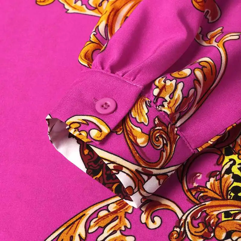 Robe Maxi Bohémienne Femme — Imprimée Longue Manches Longues Ceinturée