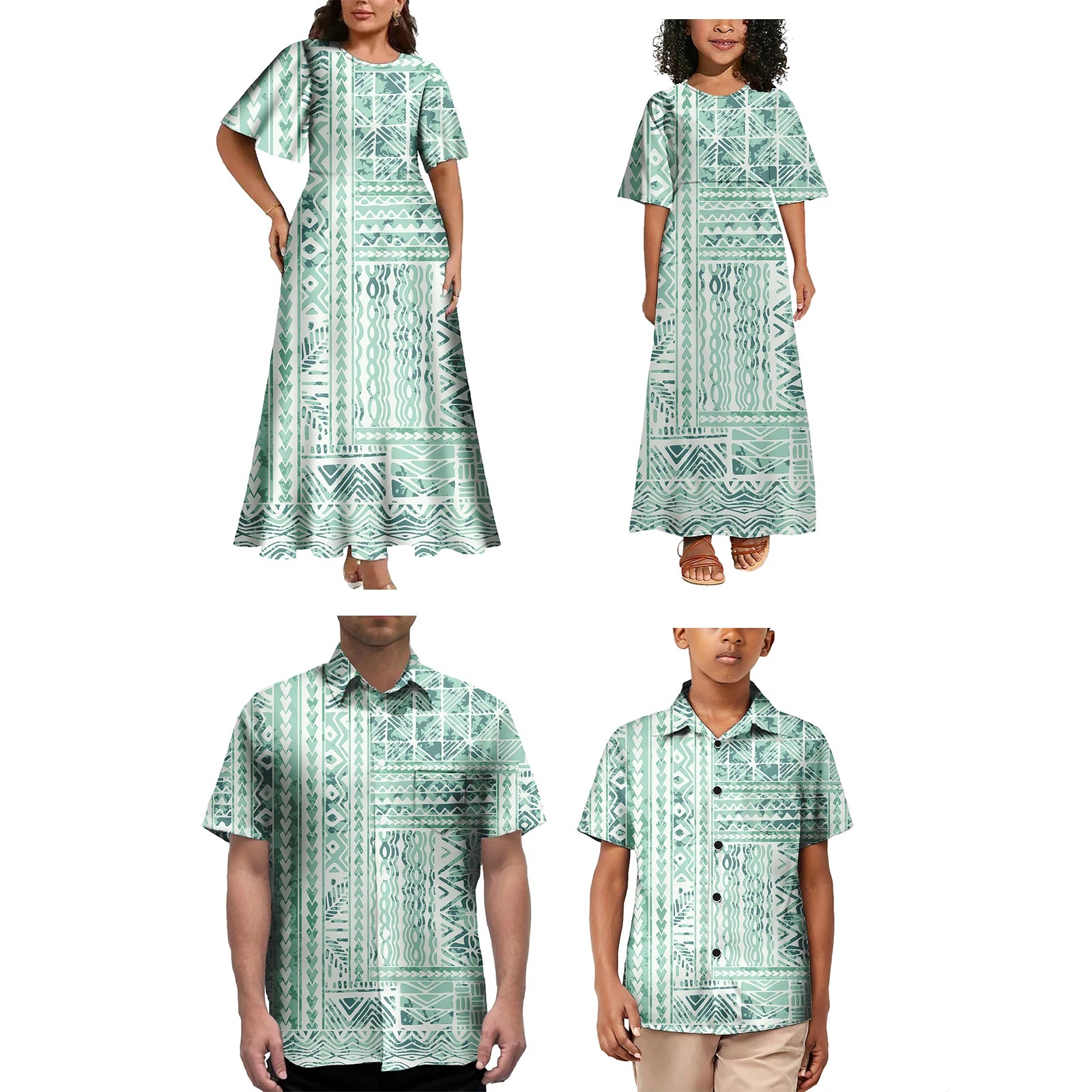 Ensemble Vêtements Enfants Polynésien — Tenue Familiale Assortie
