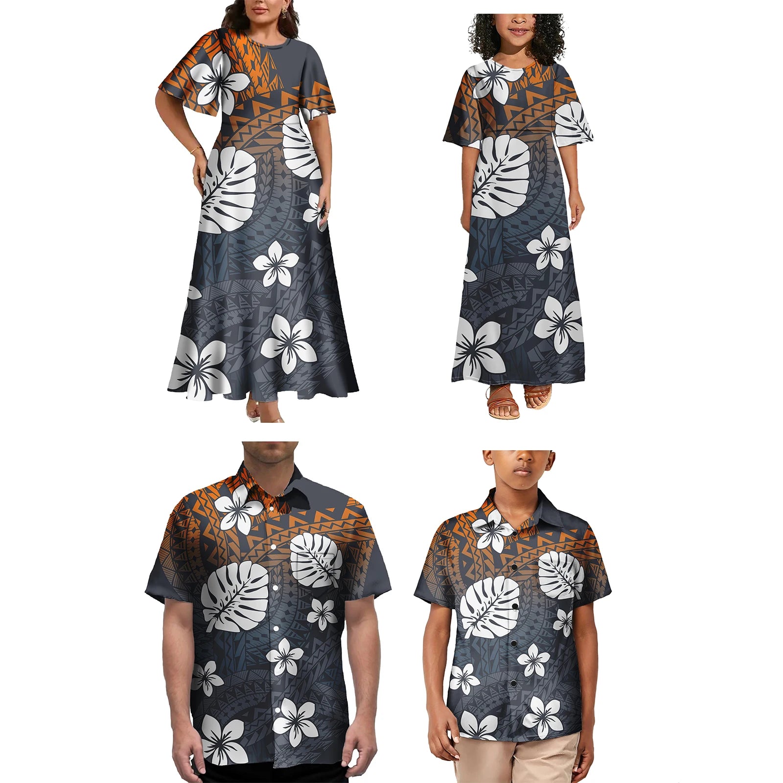 Ensemble Vêtements Enfants Polynésien — Tenue Familiale Assortie