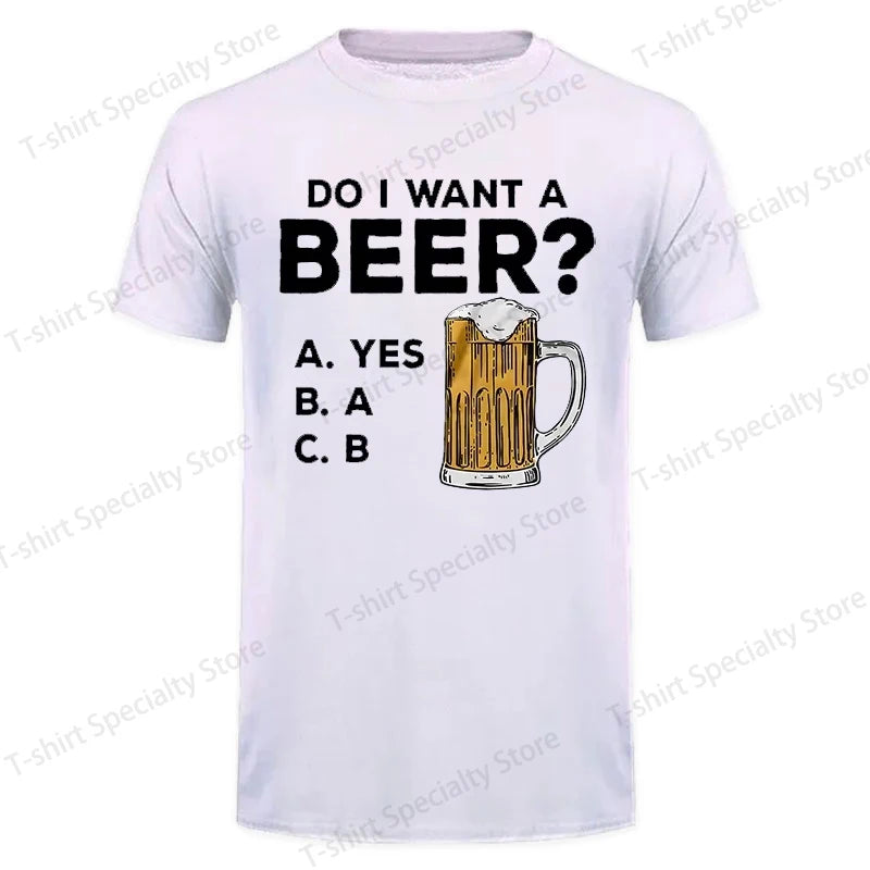 T-Shirt Oversize Homme Été — Imprimé Bière Rétro Streetwear Manches Courtes