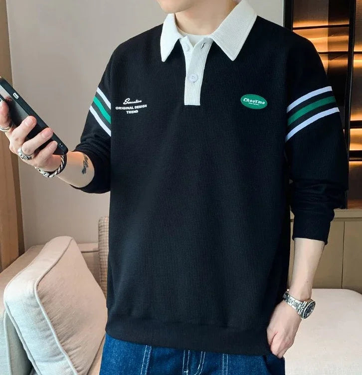 Sweatshirt Polo Oversize Homme — Style Y2K Harajuku Streetwear Baggy