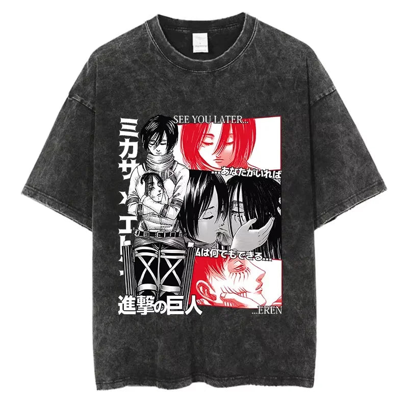 T-Shirt Oversize Attack on Titan — Anime Streetwear Vintage