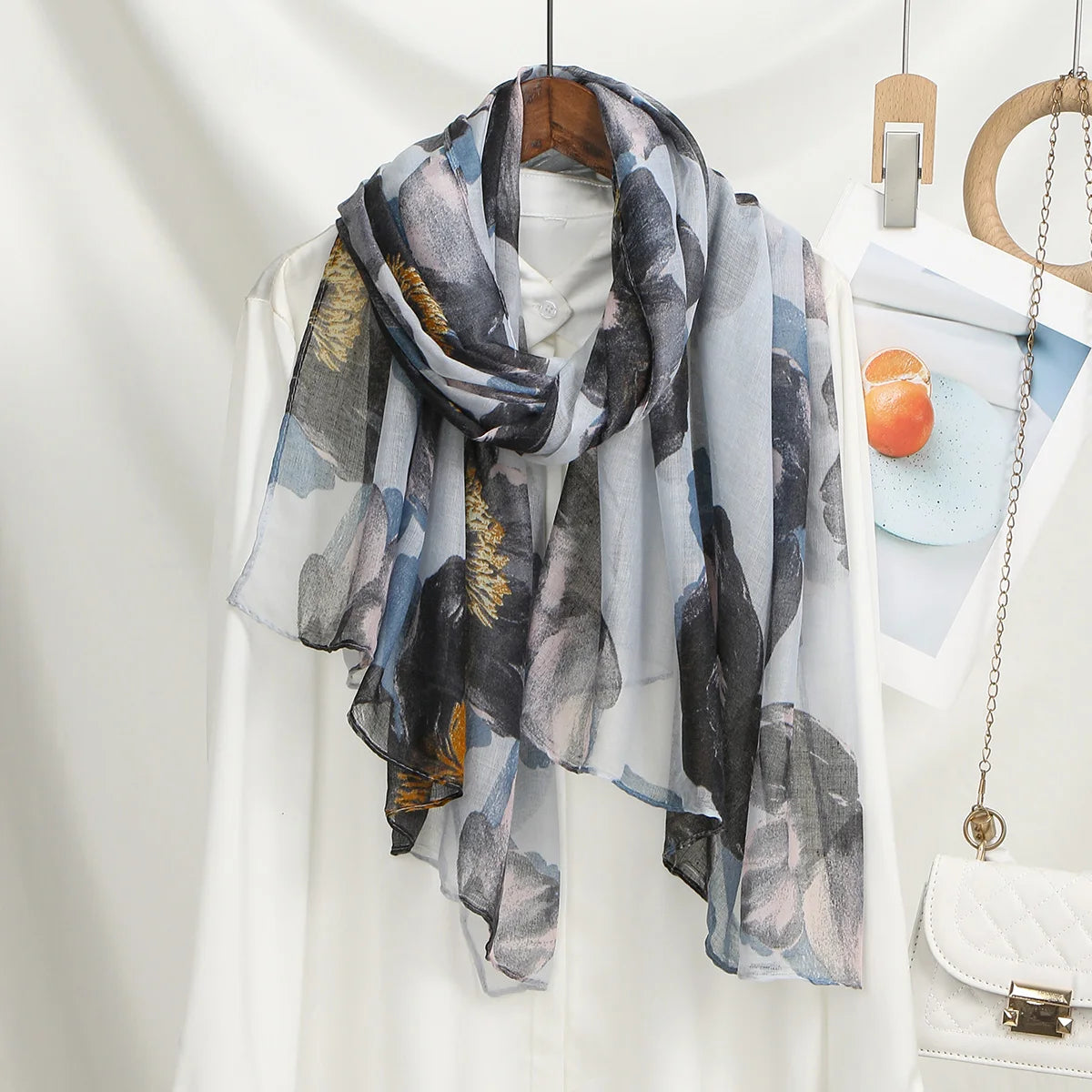 Foulard Hijab Femme — Écharpe Voile Viscose Coton Doux Turban Long