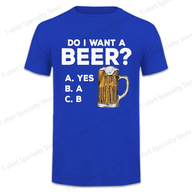 Oversized Mens T-shirts Summer Beer Print Tee Shirt Funny Beer Retro Cool Design Street Short Sleeve Top Beer Friday Men Clothes