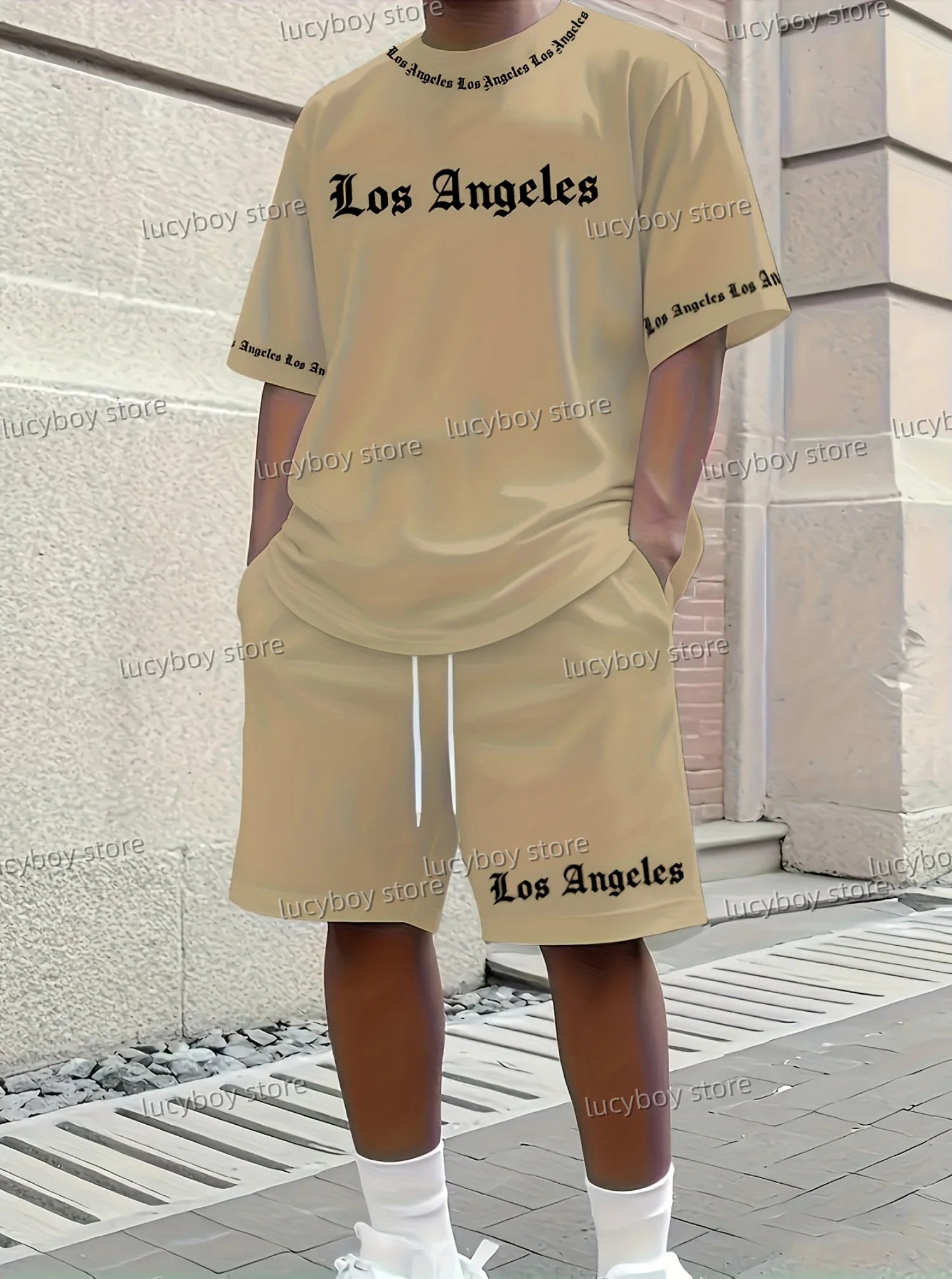2025 Los Angeles Printed Men's Suit 2 Pieces Set Casual Suit SportswearFitness Set  Men's Tracksuit Oversized Clothes