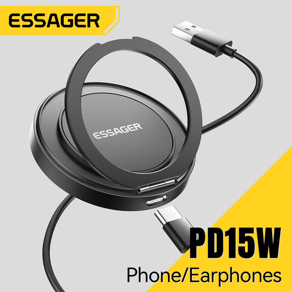 Chargeur Sans Fil Magnétique Essager 15W pour iPhone 16 15 14 13 Pro Max AirPods
