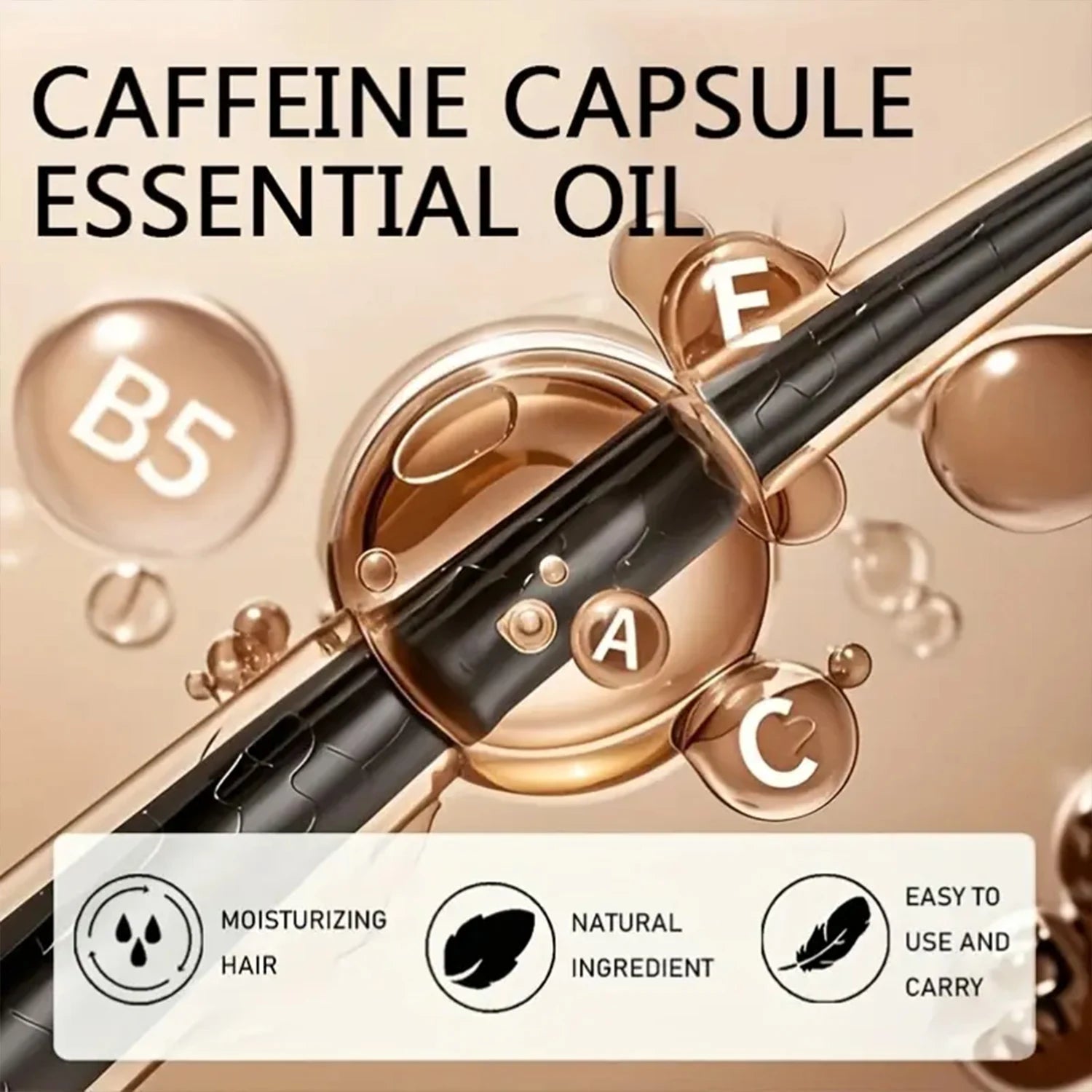 Huile capillaire à la caféine – Active les follicules, renforce les racines et nourrit les cheveux secs