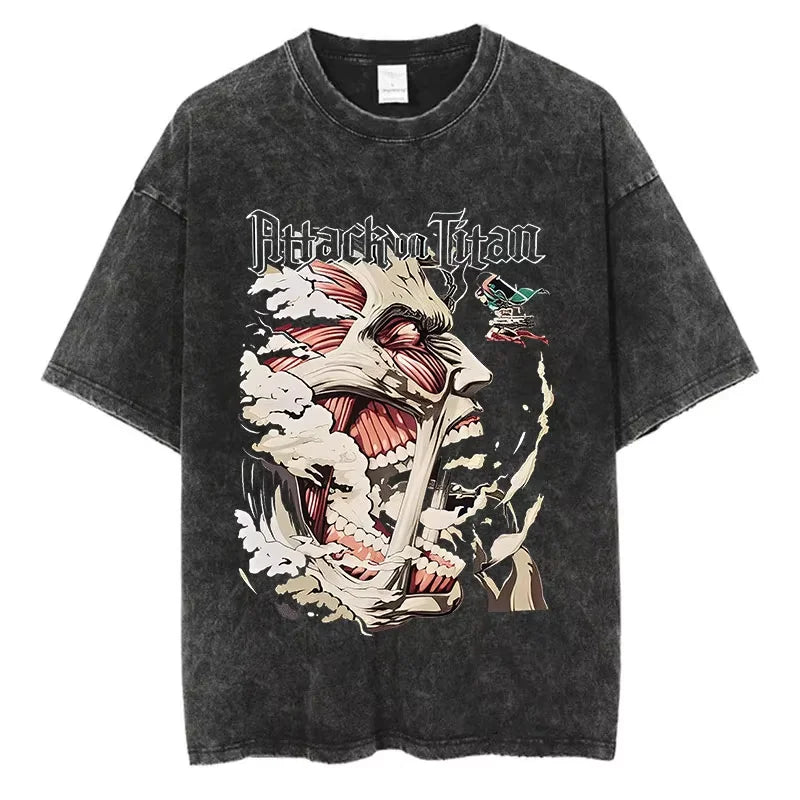 T-Shirt Oversize Attack on Titan — Anime Streetwear Vintage