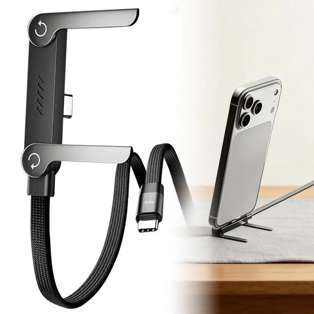 Câble Charge Rapide 240W Pliable avec Support Intégré — Universel Tablette & Téléphone