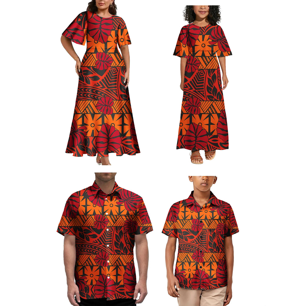 Ensemble Vêtements Enfants Polynésien — Tenue Familiale Assortie