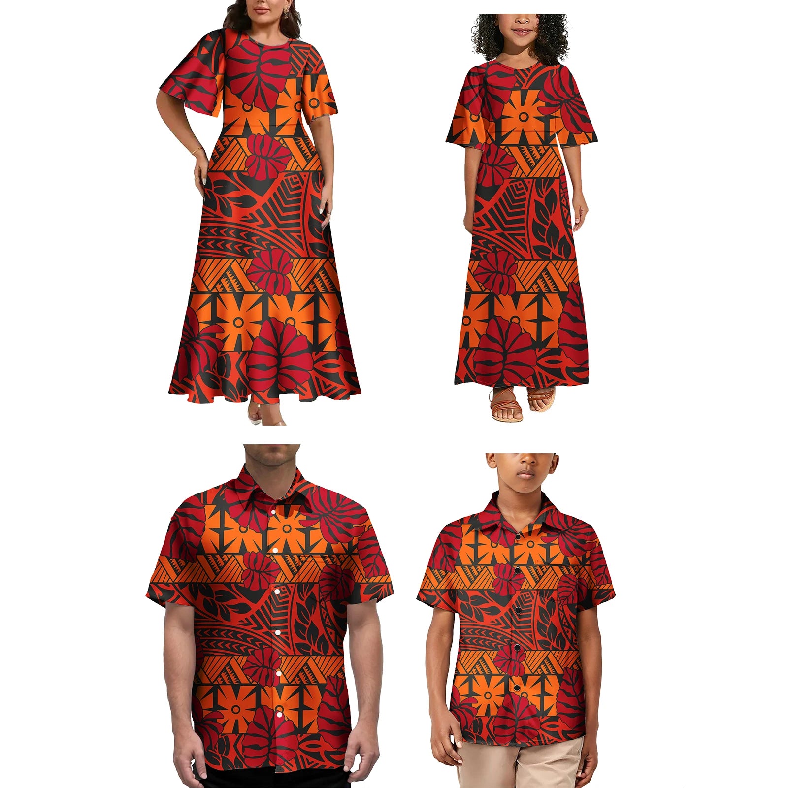 Ensemble Vêtements Enfants Polynésien — Tenue Familiale Assortie