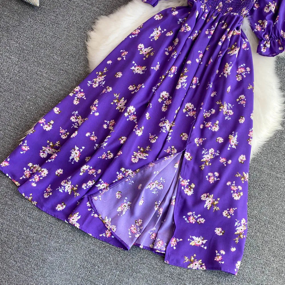 Robe Longue Bohémienne À Volants — Imprimé Floral Maxi Bustier Été