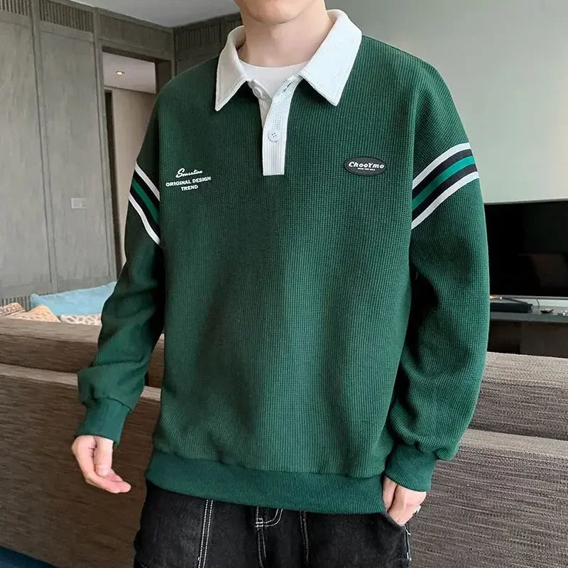Sweatshirt Polo Oversize Homme — Style Y2K Harajuku Streetwear Baggy