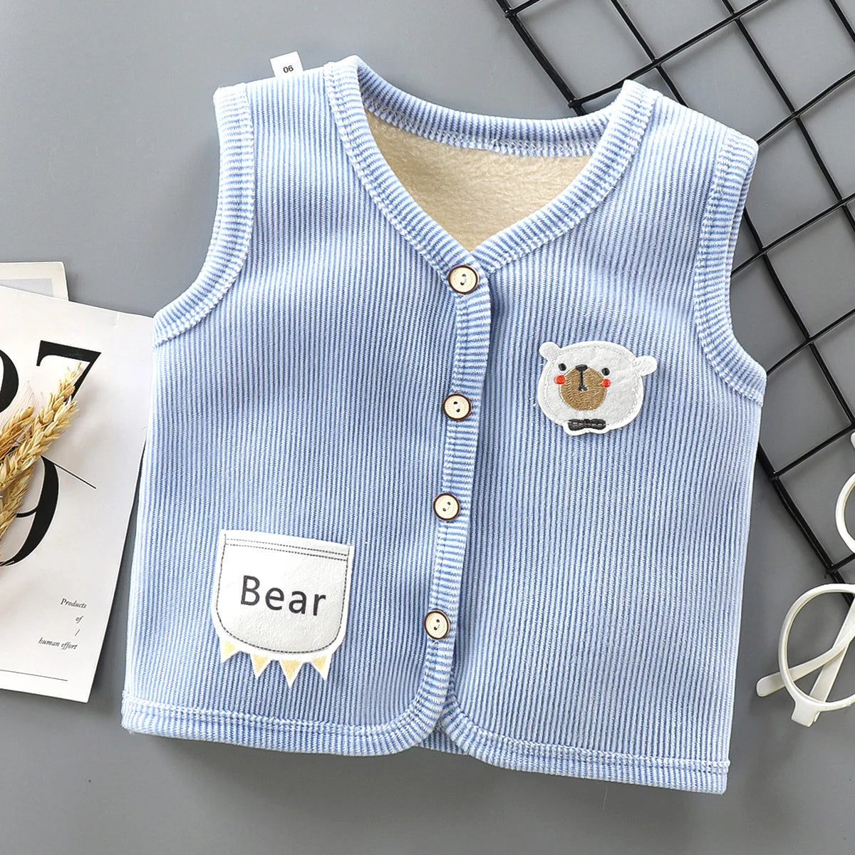 Gilet Enfant Velours Chaud — Veste Sans Manches Garçon & Fille