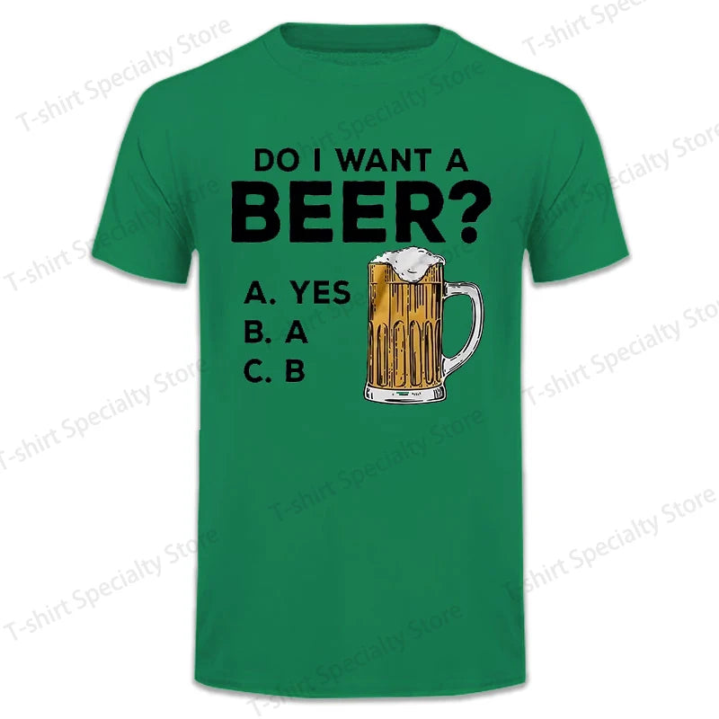 Oversized Mens T-shirts Summer Beer Print Tee Shirt Funny Beer Retro Cool Design Street Short Sleeve Top Beer Friday Men Clothes