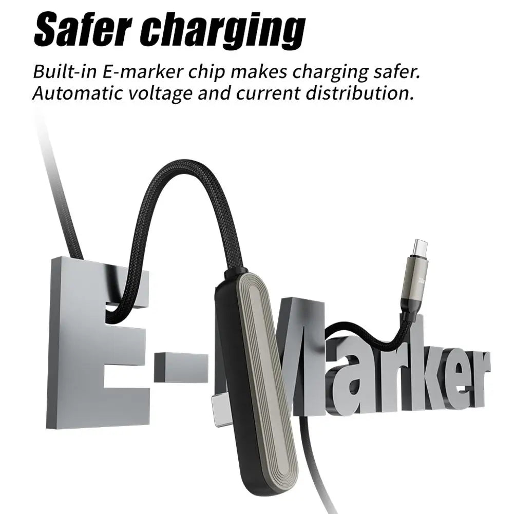 Câble 240W 2-en-1 Support Pliable pour iPhone 15-17 et Android — USB-C vers USB-C
