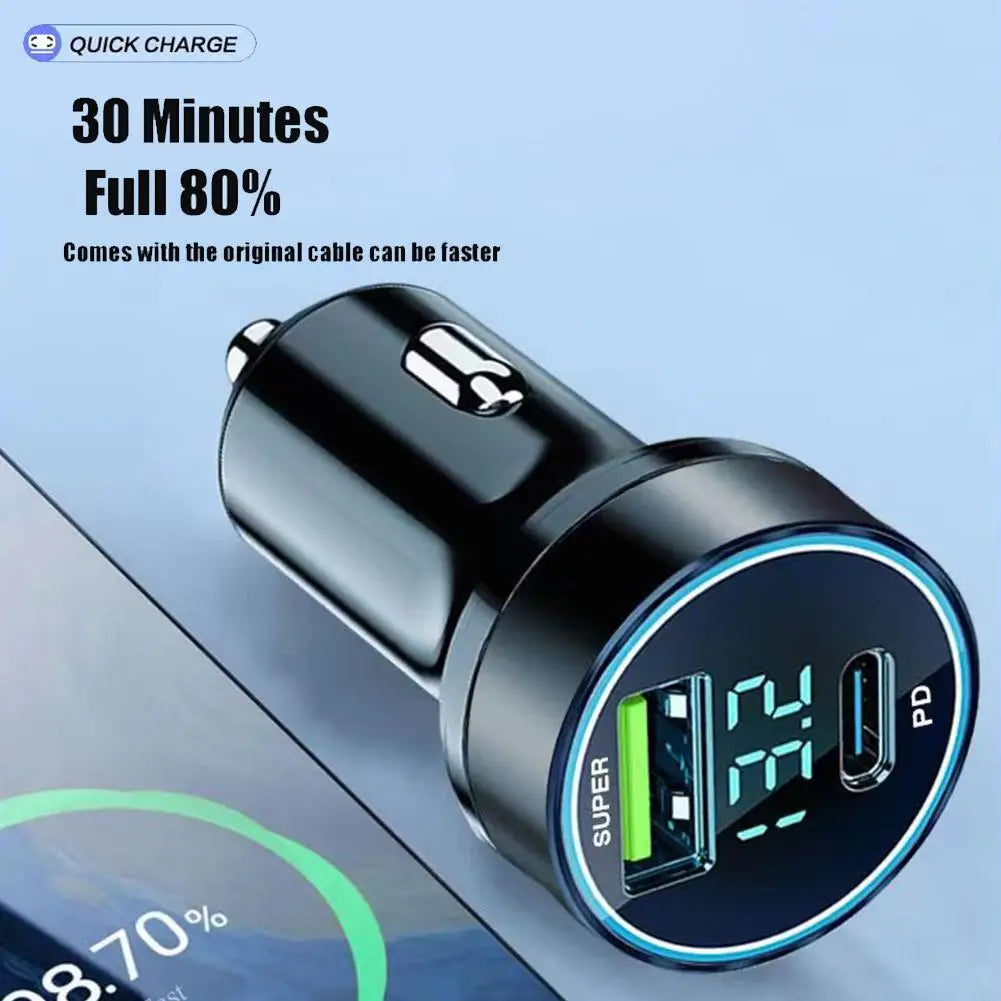 Chargeur Voiture Rapide 120W+20W PD Double USB-C pour iPhone 13 Pro et Smartphones