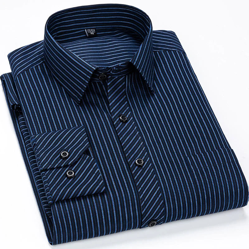 Chemise Oversize Homme 9XL — Rayures Business Casual Manches Longues Slim Fit