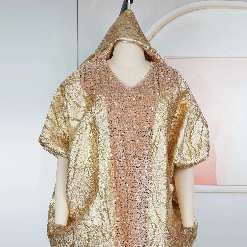 Robe Africaine Dashiki Femme — Maxi Paillettes Abaya Soirée Dubai