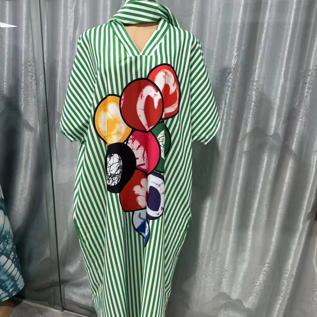 Robe Longue Femme Col V Rayée — Style Décontracté Grande Taille Automne 2026