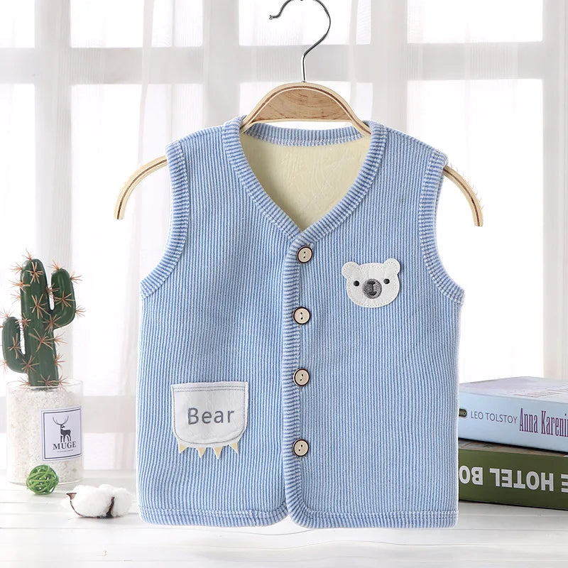 Gilet Enfant Velours Chaud — Veste Sans Manches Garçon & Fille