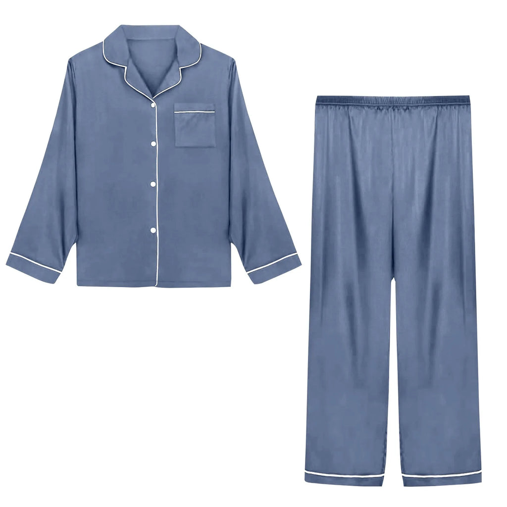 Women Pijama Sets Sleepwear Long-sleeve Cardigan Set Women Pajamas Sets Sexy Silk Polyester Female Pyjamas Home Clothing