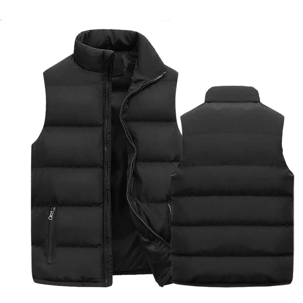 Gilet Homme Chaud Sans Manches — Veste Zippée Imperméable Automne/Hiver