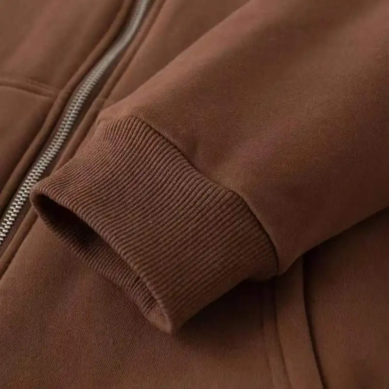 Oversized Hoodie Women Men  Thick Fleece Zip Up Sweatshirt Unisex Plain Color Loose Fit Casual Pullover M-5XL Cotton Loungewear