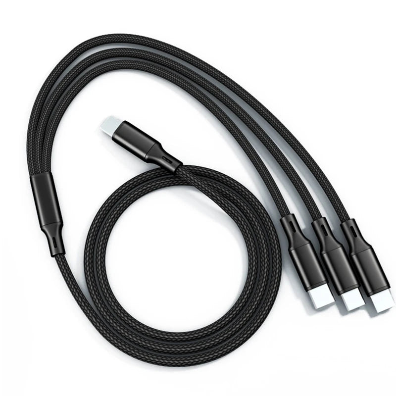 Câble Chargeur 3-en-1 Tressé USB-C Micro USB Lightning — Universel