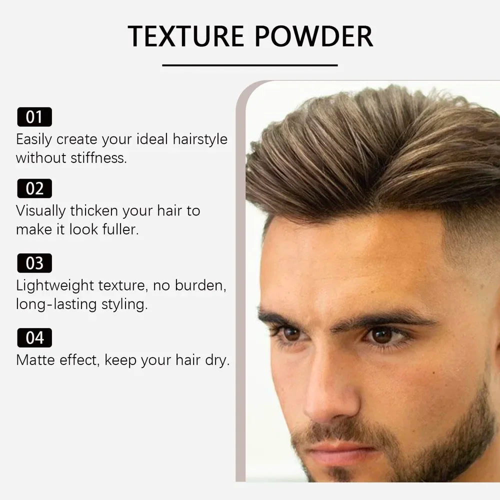 Poudre coiffante volumisante – Tenue longue durée, contrôle du gras, homme & femme