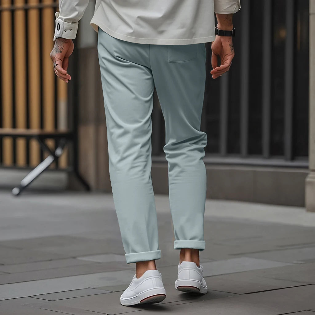 Pantalon Droit Homme Uni — Coupe Droite Confortable Été