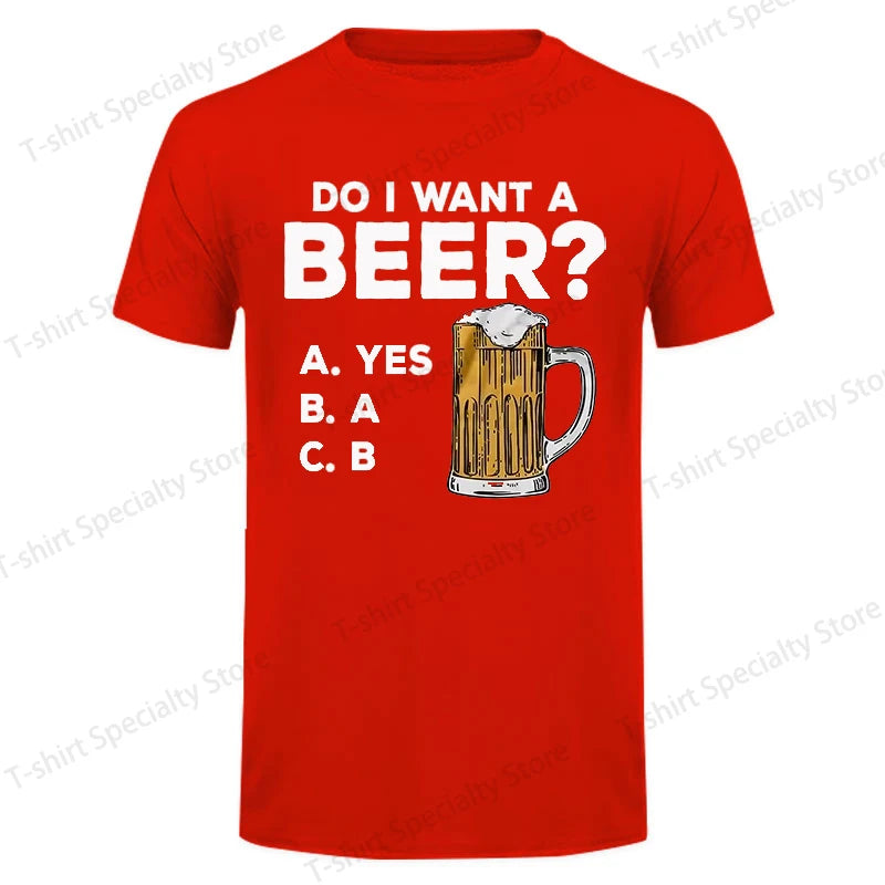 T-Shirt Oversize Homme Été — Imprimé Bière Rétro Streetwear Manches Courtes