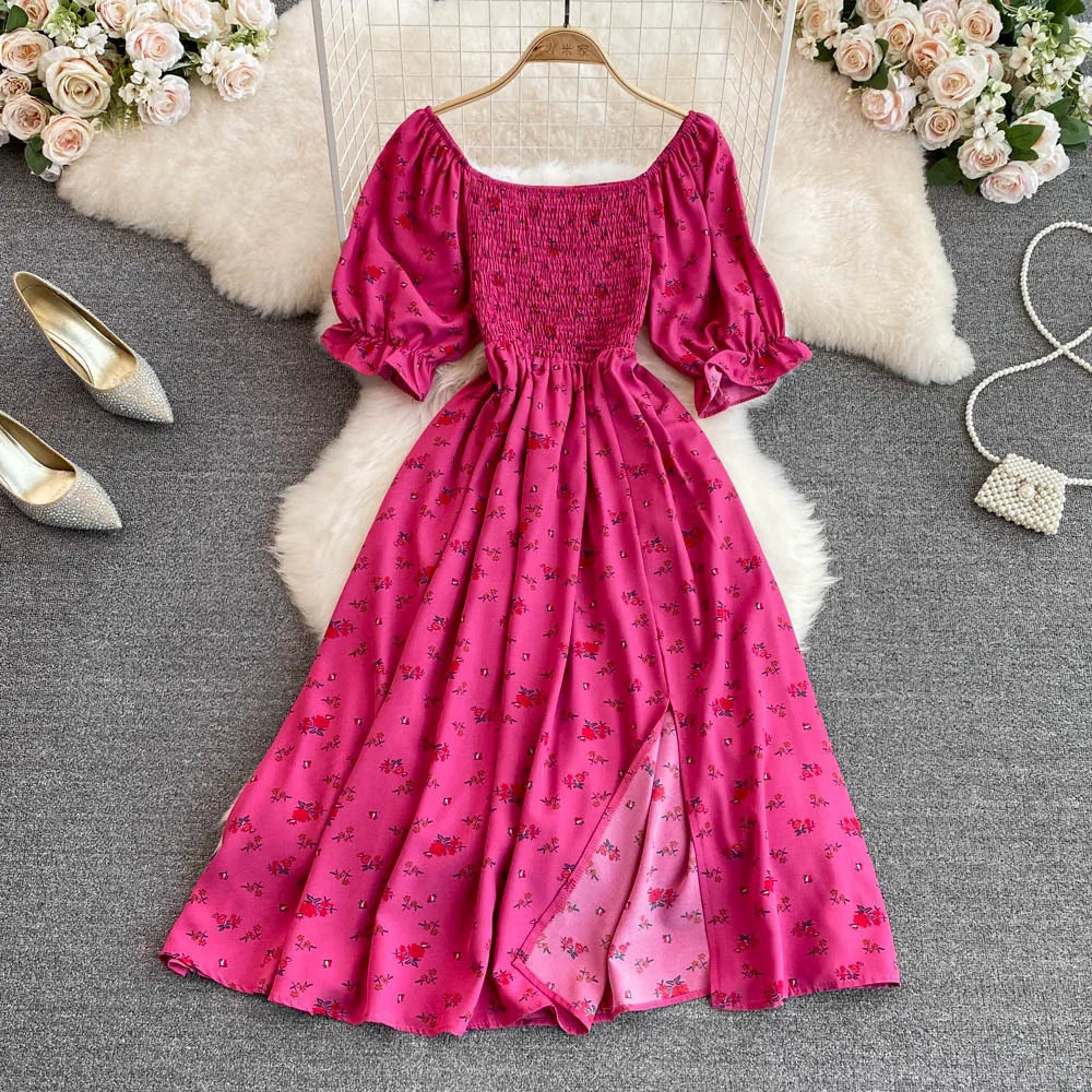 Robe Longue Bohémienne À Volants — Imprimé Floral Maxi Bustier Été