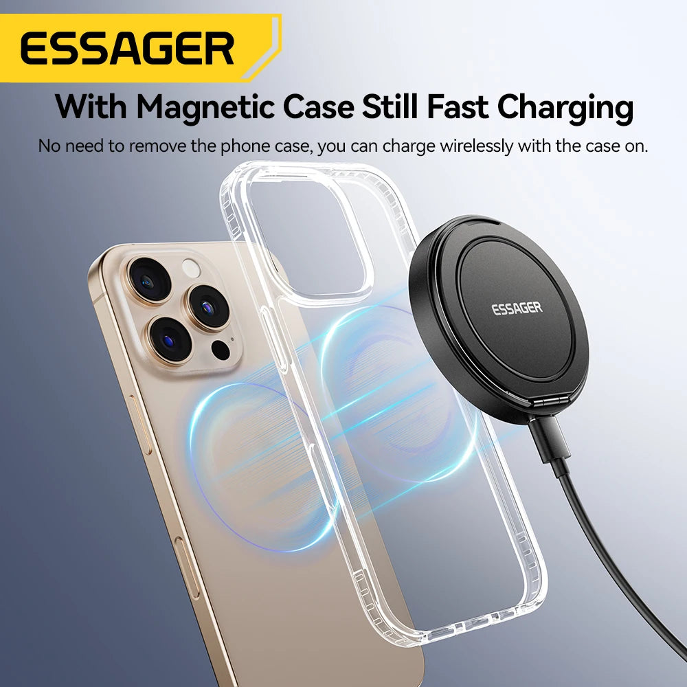 Chargeur Sans Fil Magnétique Essager 15W pour iPhone 16 15 14 13 Pro Max AirPods
