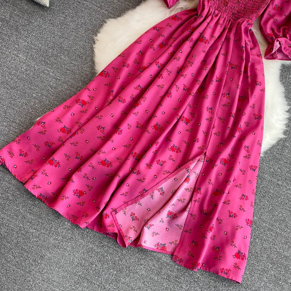 Robe Longue Bohémienne À Volants — Imprimé Floral Maxi Bustier Été