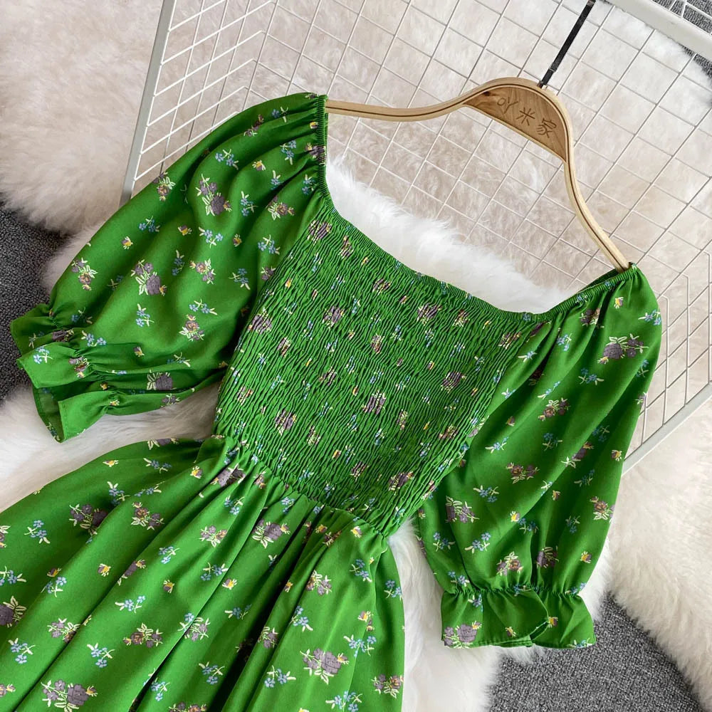 Robe Longue Bohémienne À Volants — Imprimé Floral Maxi Bustier Été