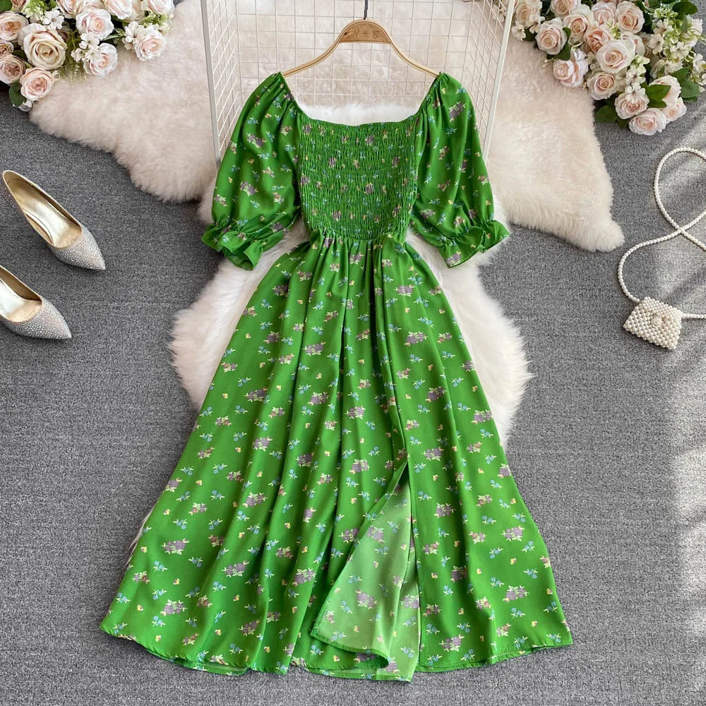 Robe Longue Bohémienne À Volants — Imprimé Floral Maxi Bustier Été