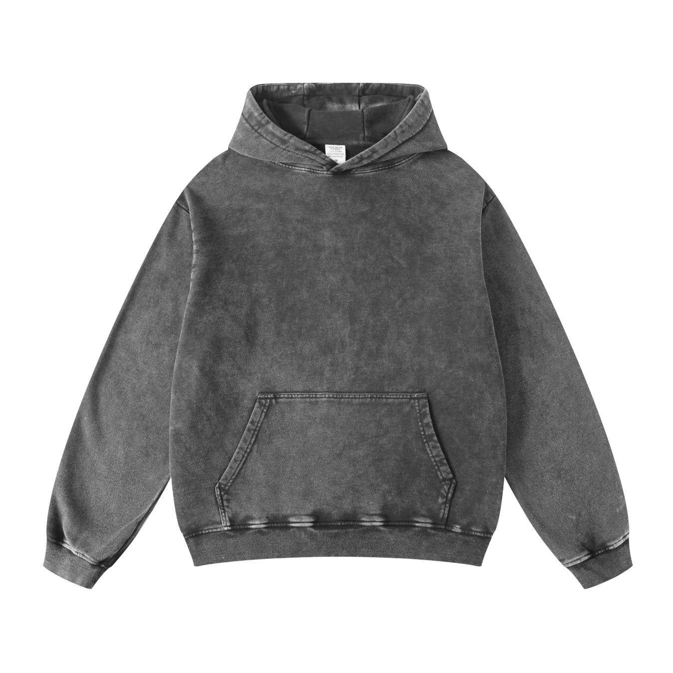 Oversized Pullover Hoodies for Men Wash Plush Cotton Hooded Sweatshirt Baggy Vintage Black Hoodies Unisex Distress Hoodie