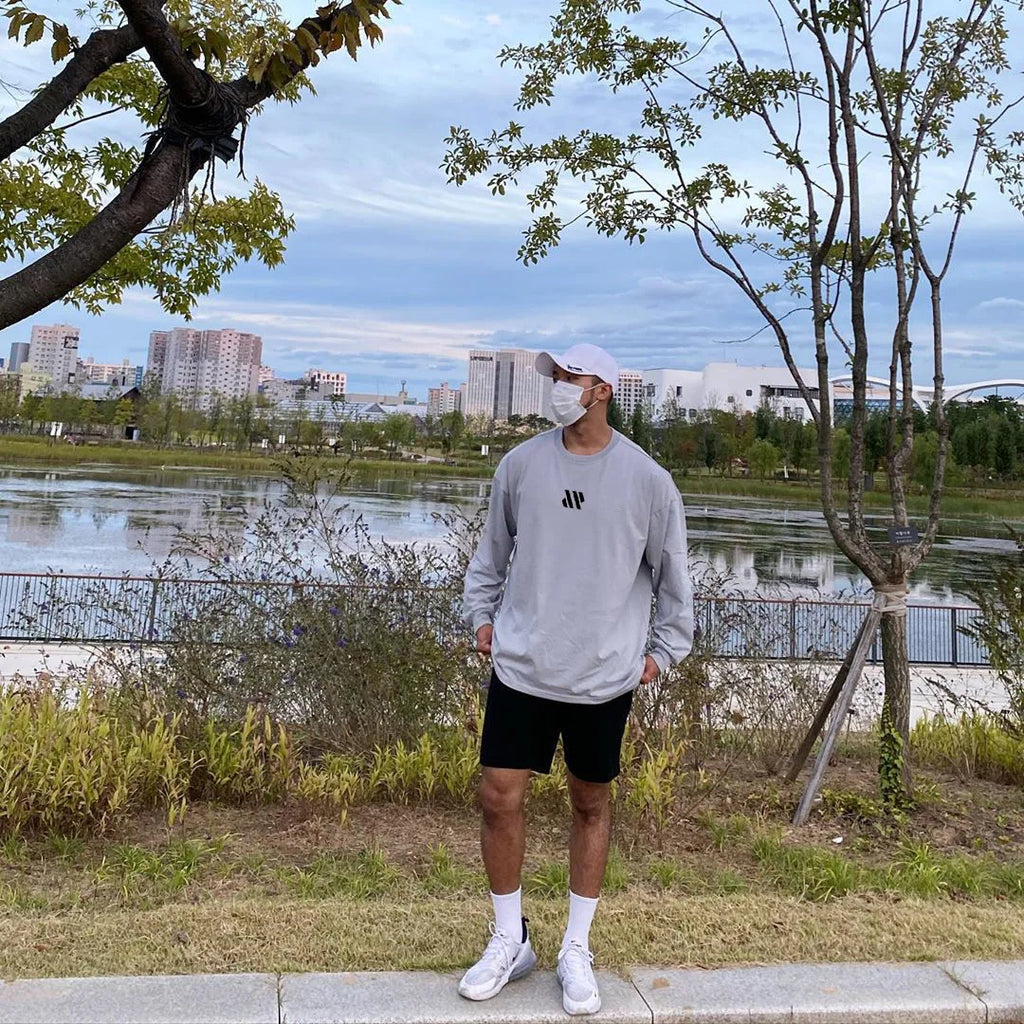 Men Long Sleeve Shirts Loose Oversize T Shirt for Men Autumn Workout Fitness Gym Hip Hop Clothing Men