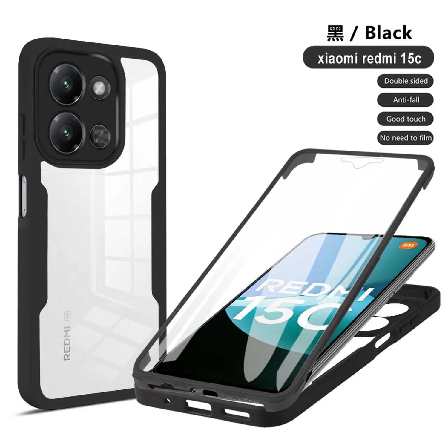 Coque 360° anti-choc Xiaomi Redmi 15C / A5 4G – Protection intégrale enveloppante