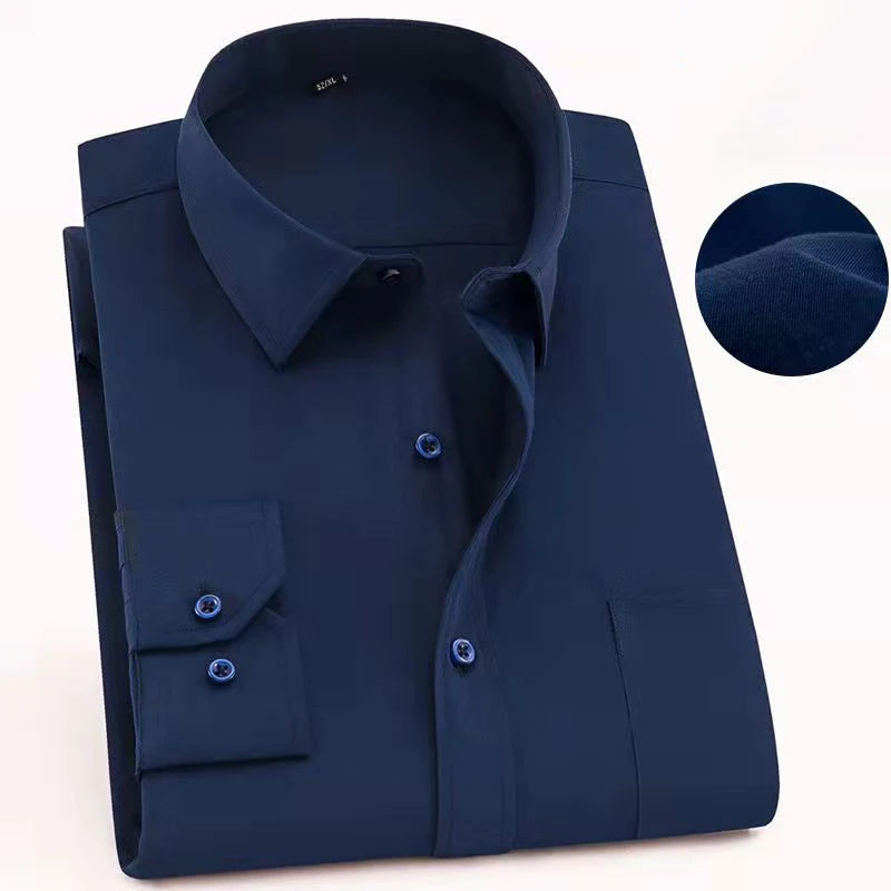 Oversized Shirt 9XL 47 48 Mens Striped Business Casual Long Sleeved Classic Formal Male Social Dress Button Up Shirts Slim Fit