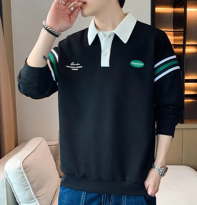 Sweatshirt Polo Oversize Homme — Style Y2K Harajuku Streetwear Baggy
