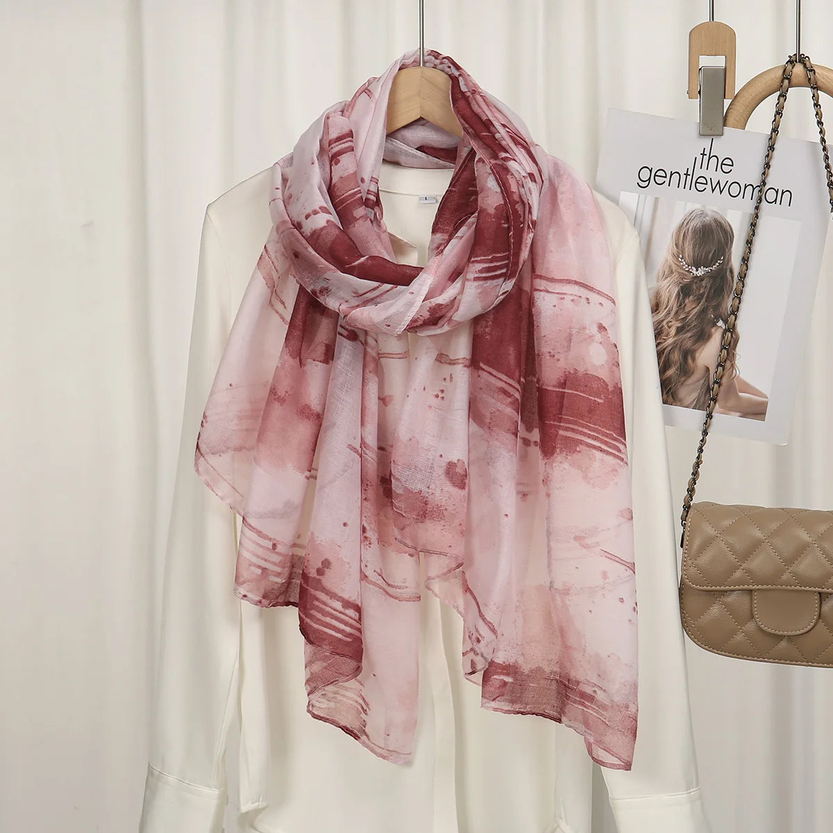 Foulard Hijab Femme — Écharpe Voile Viscose Coton Doux Turban Long