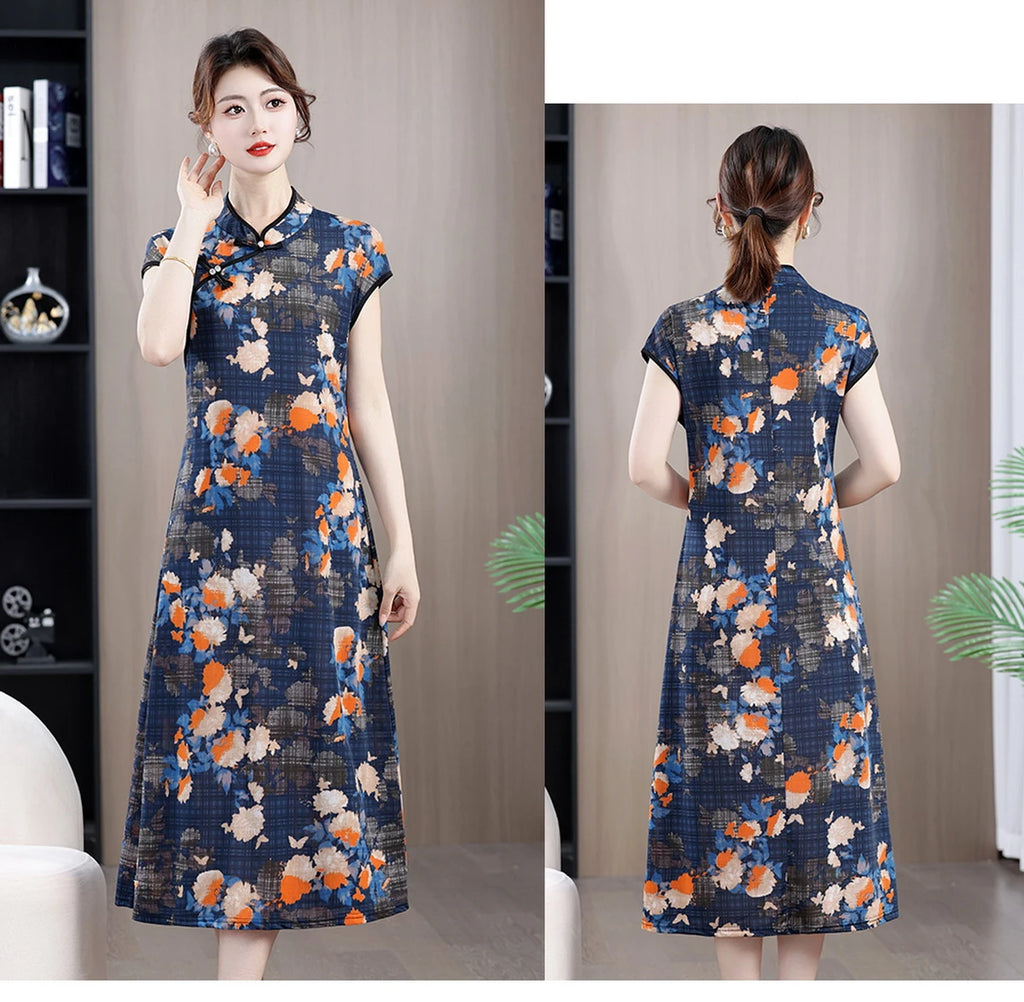 Robe Qipao Style Chinois Vintage — Streetwear Ethnique Femme