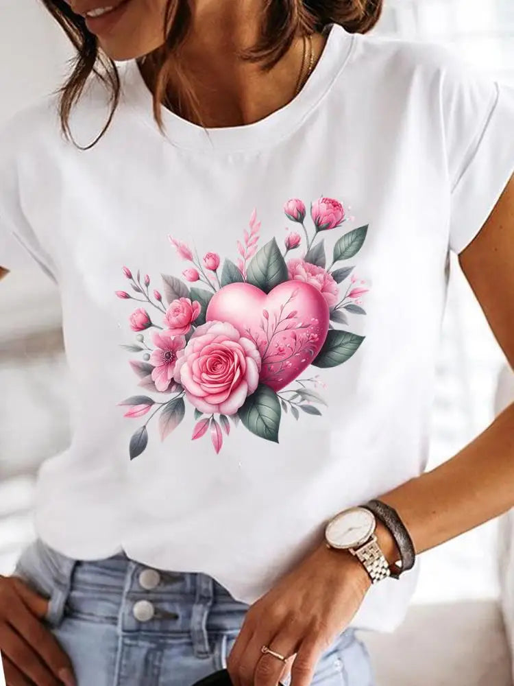 T-Shirt Femme Imprimé Fleurs — Style Casual Années 90