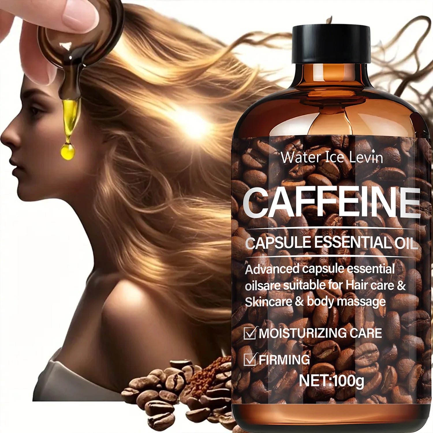 Huile capillaire à la caféine – Active les follicules, renforce les racines et nourrit les cheveux secs