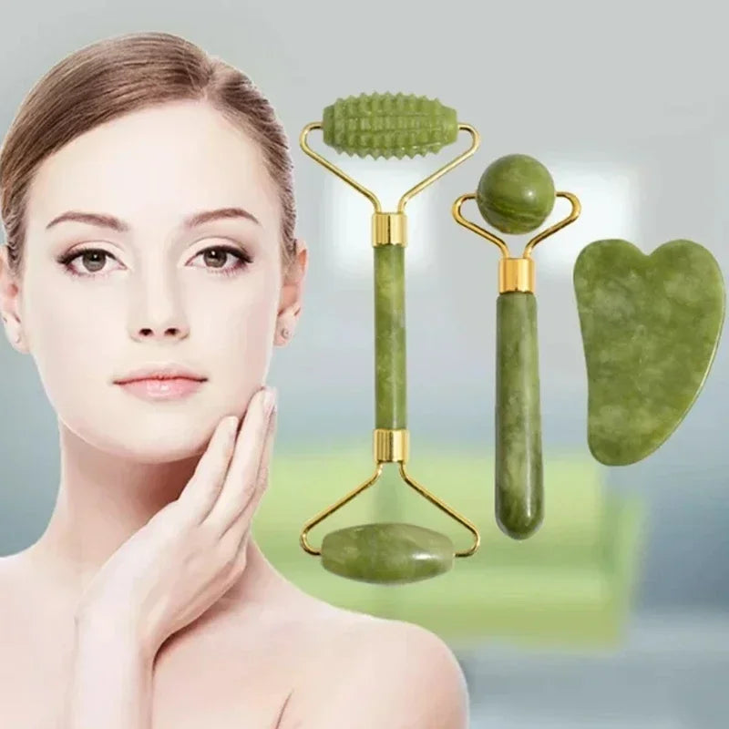 Rouleau de jade  Naturel -Massage Visage Anti -âge & Eclat